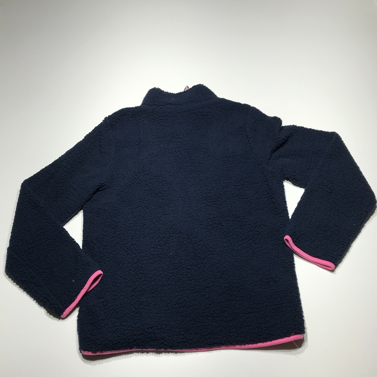Prince & Fox Jacket Womens Size L Navy Fleece Quarter Zip Pink