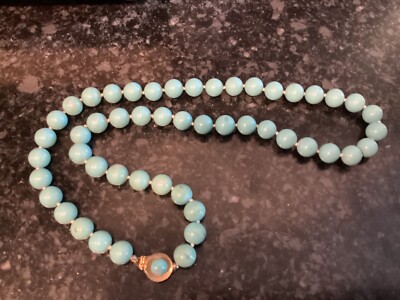 Vintage CINER Turquoise Colored 22  Beaded Necklace