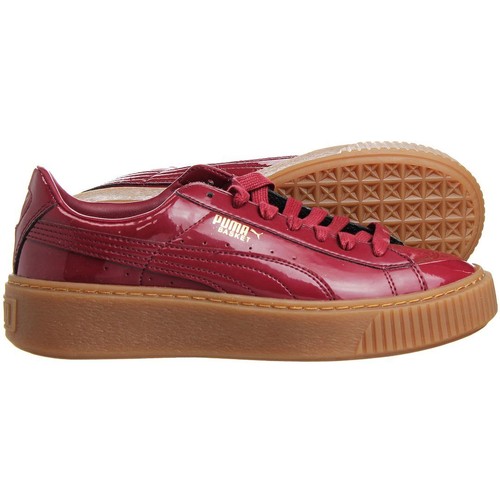 Puma Basket Platform Womens Red Trainers - Picture 4 of 5