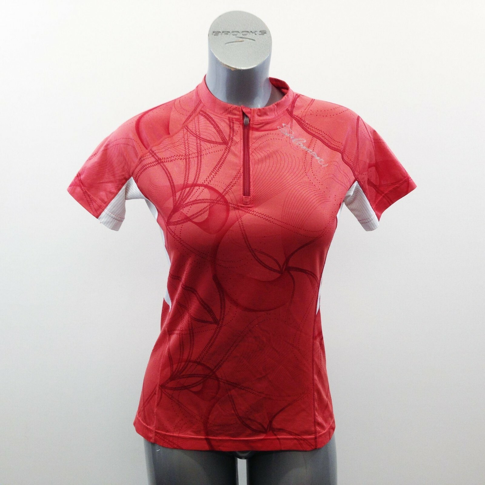 Maglia ciclismo Salomon 1 4 zip donna taglia grande rossa manica corta poliestere