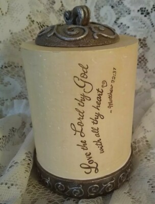Comfort to Go Round Tea Light Candle Holder ~Love the Lord thy God Matthew 22:37