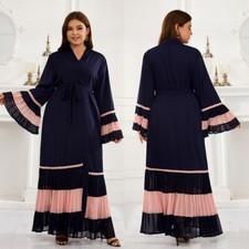 Muslim Islamic Women Open Front Cardigan Kimono Sleeve Abaya Kaftan Dubai Dress