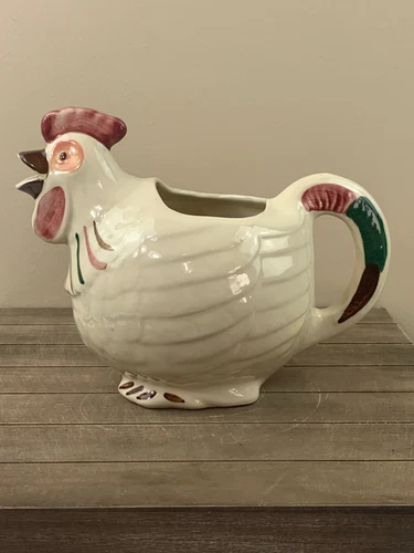 Vintage Shawnee Pottery Rooster Pitcher 1940s Patented Chanticleer USA