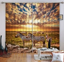 3D Prairie Zebra ZHUA3759 Animal Photo Curtain Window Blockout Fabric Amy 2023