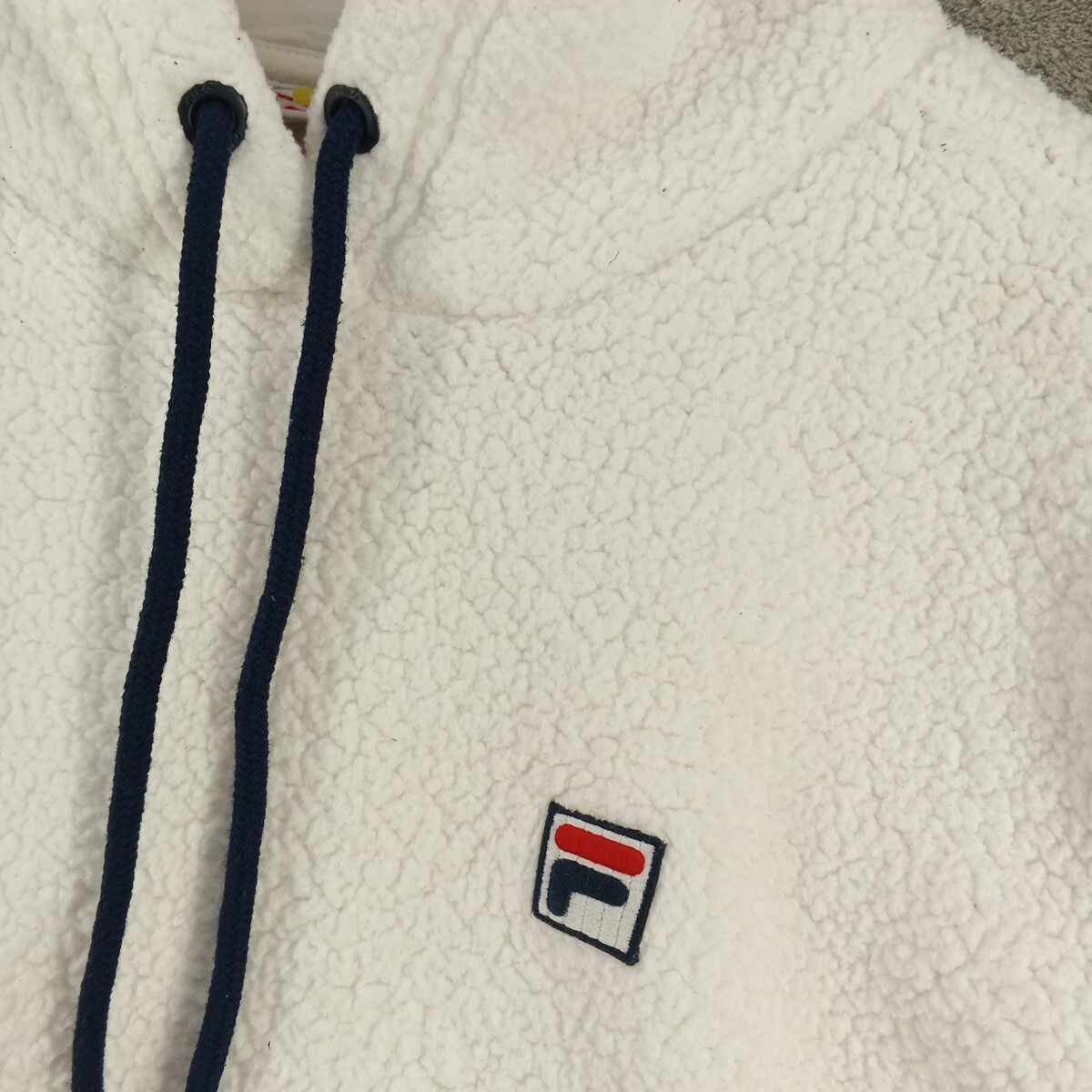 Giacca con cappuccio in pile FILA taglia SMALL (4 6) donna lavorata a maglia casual autunno inverno bianca