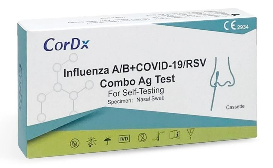 5x CorDx Combo 4in1 Antigen Laien Test kit RSV Viren + COVID19 + Influenza A+B