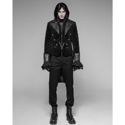 Punk Rave Victorian Gothic Vintage Herren Samt Mantel Alchemist
