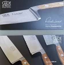Advertisement - 2 Brochures for Kitchen KNIVES by GUDE, Solingen, Germany