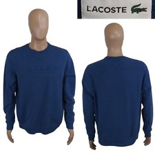 Lacoste Long Sleeve Blue Pullover Embossed Cotton Sweater Size XL