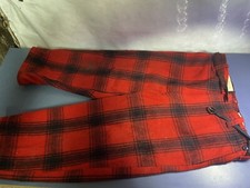 Vintage Mens Red Black Wool Buffalo Plaid Check Hunting Pants w. Sail Drill S1B1