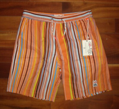 NWT Boy's Psycho Bunny Adkins Swim Shorts Size 14/16  Color Orange Clay $55