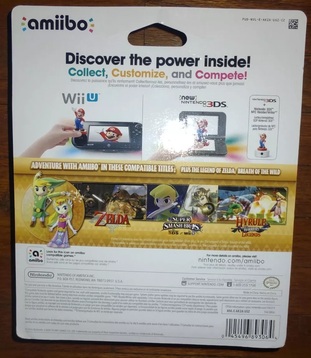 Nintendo Zelda 30th Anniversary The Wind Waker Zelda Amiibo For Wii 3DS  Switch