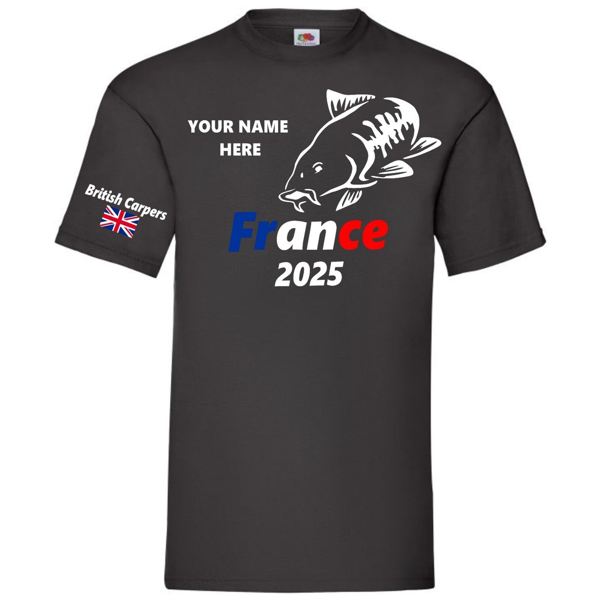 Carp Fishing T-Shirt France 2025 Customised Name's