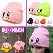 Kirby beanie hat + 2 Kirby keychains ⭐️ knit hat cap skully unisex child adult