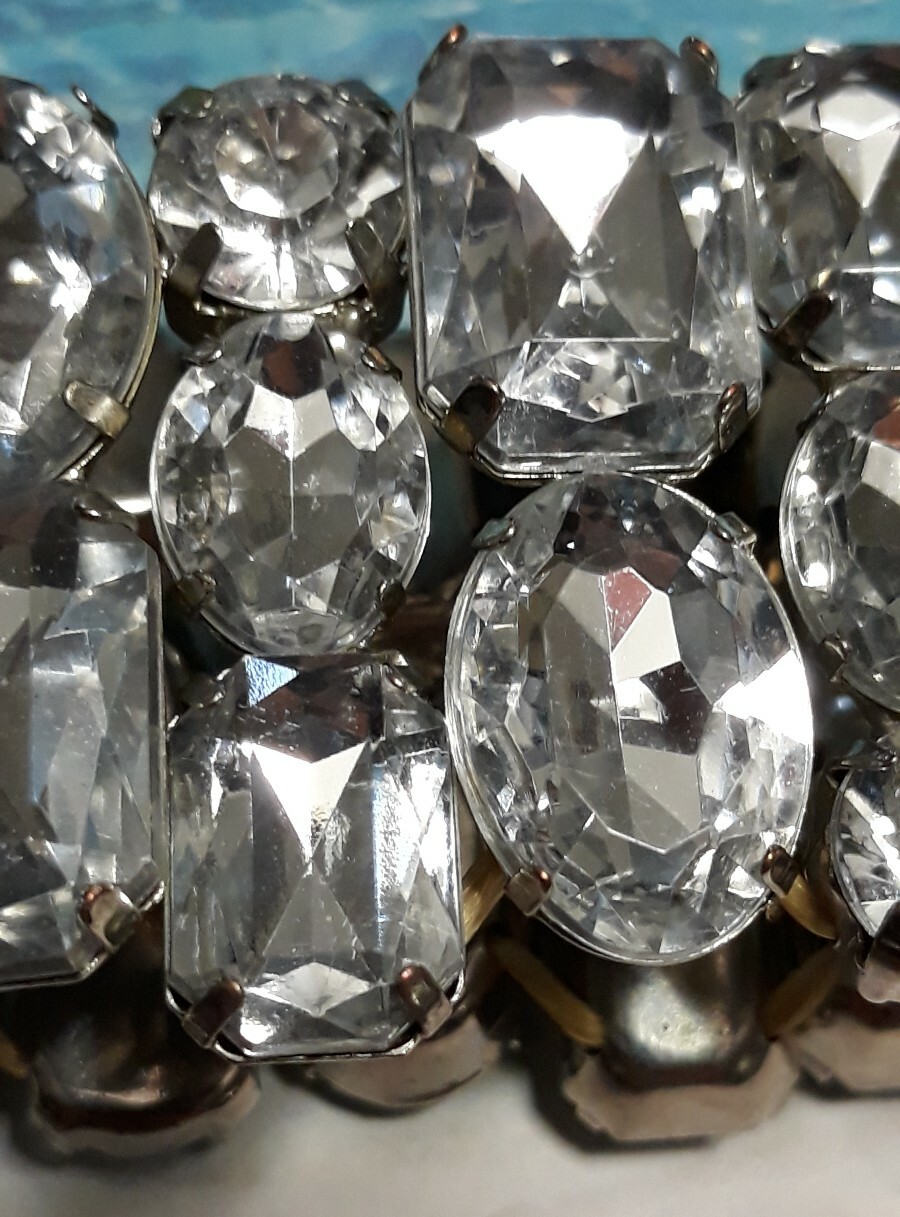 Clear Crystal Silver Tone Multi Shape Stretch Bra… - image 3