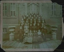 Large Cabinet Card Photo Girls Children Classmates School circa 1890s Vintage