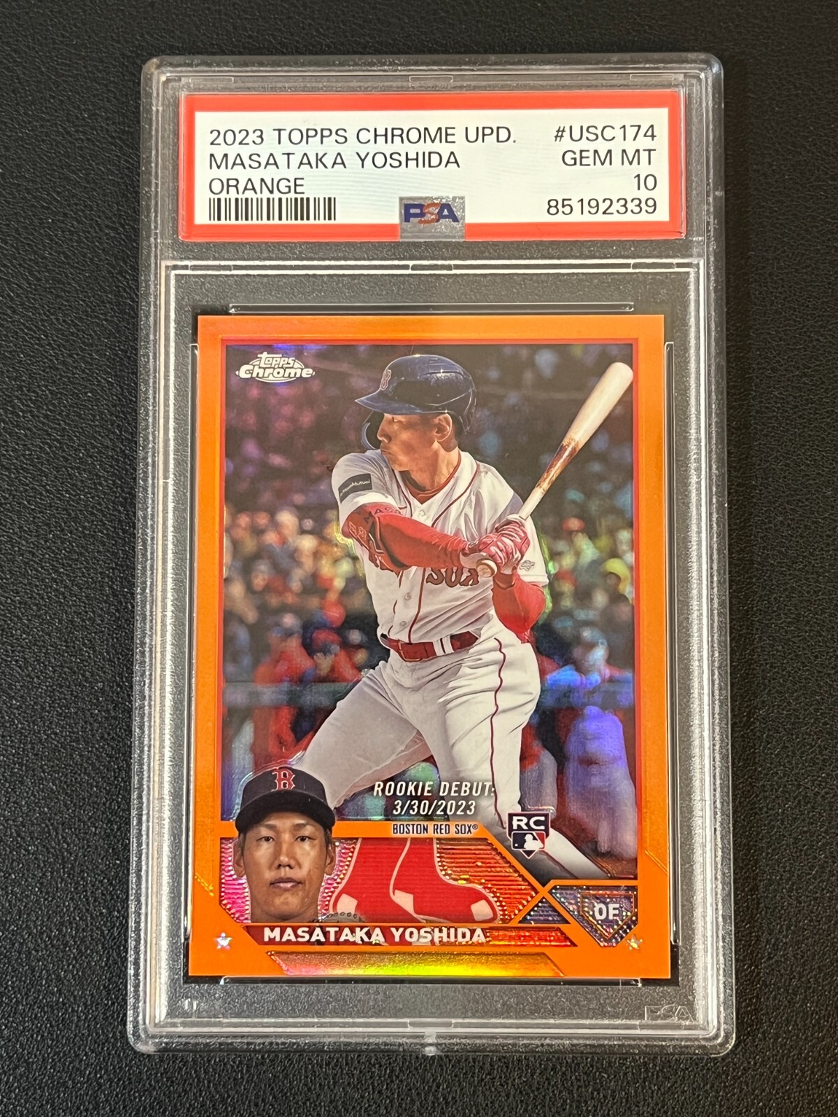 Masataka Yoshida 2023 Topps Chrome Update Rookie Debut Orange /25 PSA 10
