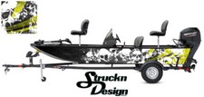 Skulls Graphic Abstract Fishing Bass Boat Wrap Decal Vinyl Pontoon Black Yellow