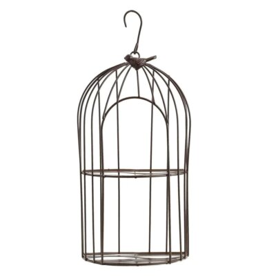 2-Plant Iron Birdcage Hanging Plant Holder Metal Wire Garden Flower Pot Basket