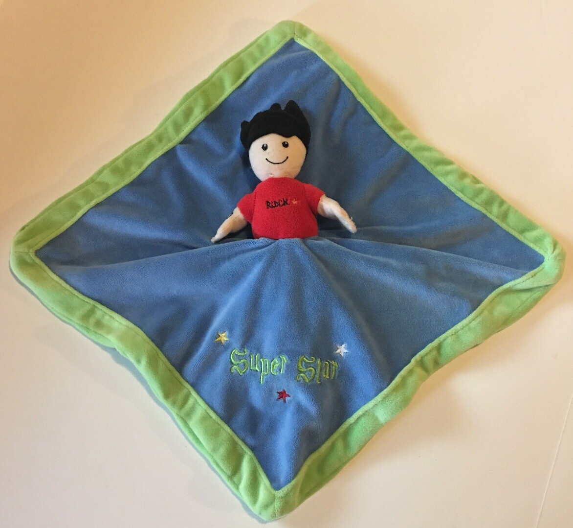 Super Rock Star Baby Lovey Guitar Music Blue With Green Trim