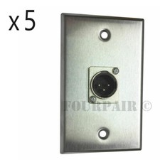 5 Pack - 1-Port Socket XLR Male Stainless Steel Microphone Mic Audio Wall Plate