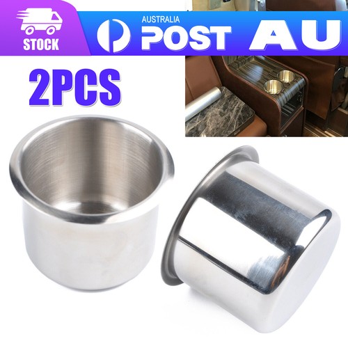 Cup Holder Metal 2x Stainless Steel Cup Holders With Drain - For Boat, Car, Truck, RV, Camper - Brushed Finish, Leak Proof, Removable Large Cup Holder For Car - Foto 4