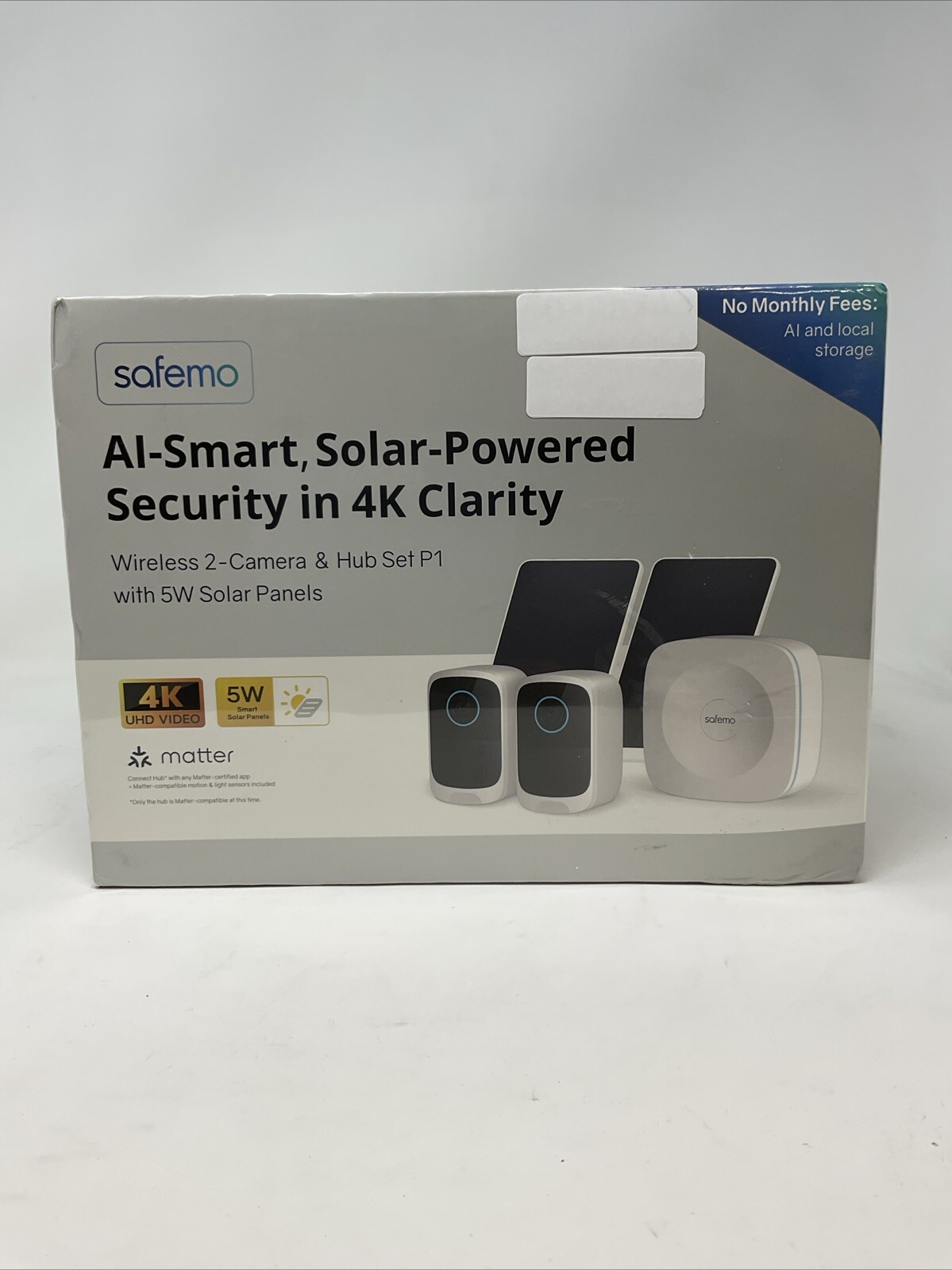 SAFEMO 4K Wireless Outdoor Security Camera and Hub with 5W Solar Panels