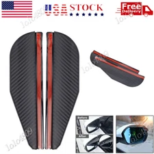 2PCS Carbon Look Black Mirror Rain Visor Guard For Universal Car Accessories