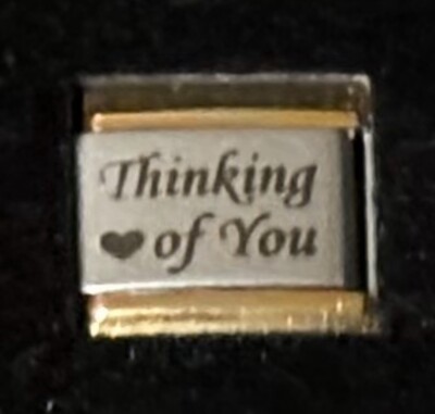Thinking Of You Heart Love GOLD TRIM ITALIAN CHARM Laser Link 9MM K45-2