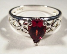 Eye-Catching Genuine Garnet Sterling Silver Ring Size 5.25 GR127