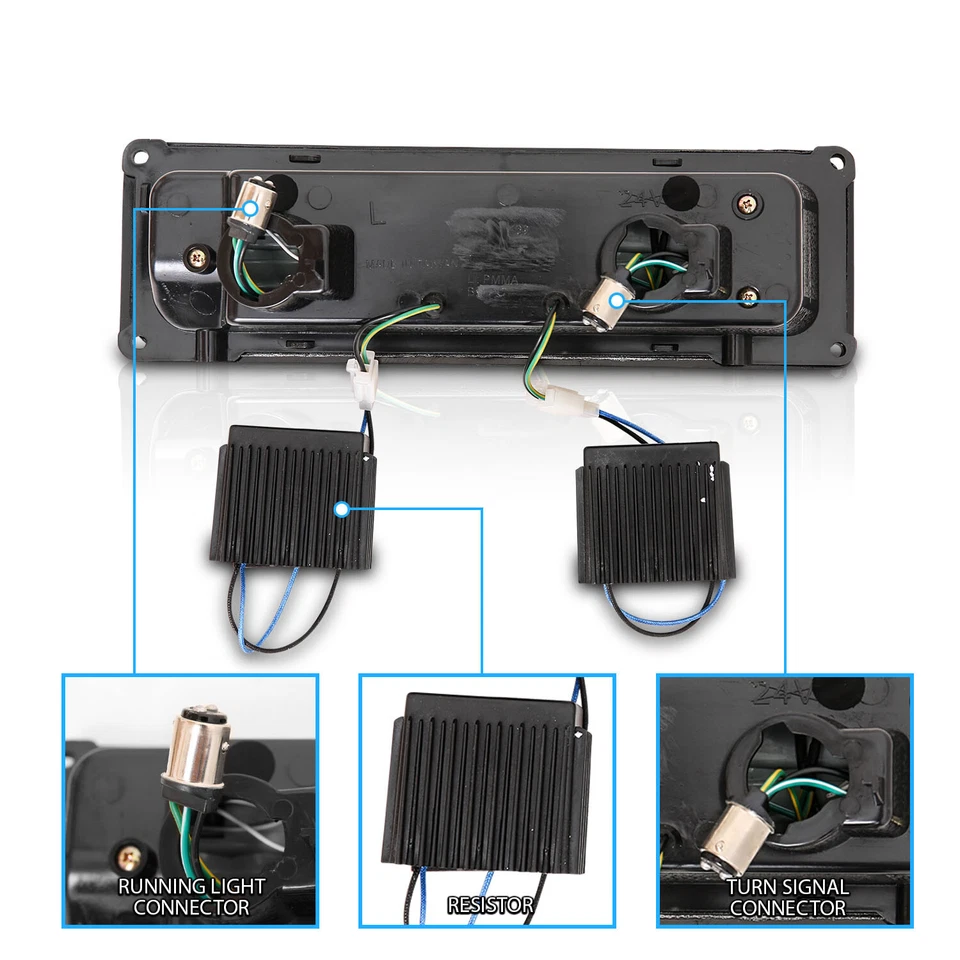 Par de luces de parachoques LED negras para 94-99 Chevy GMC C10 C/K Yukon Tahoe Suburban Foto 3 de 4