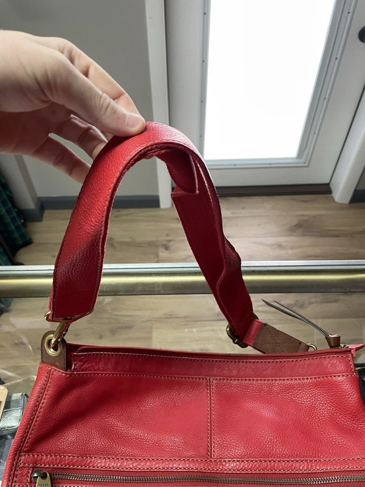 Mujer FOSSIL Cuero Rojo Bolso de Hombro Cartera Bolso - Cartera a Juego Foto 2 de 4
