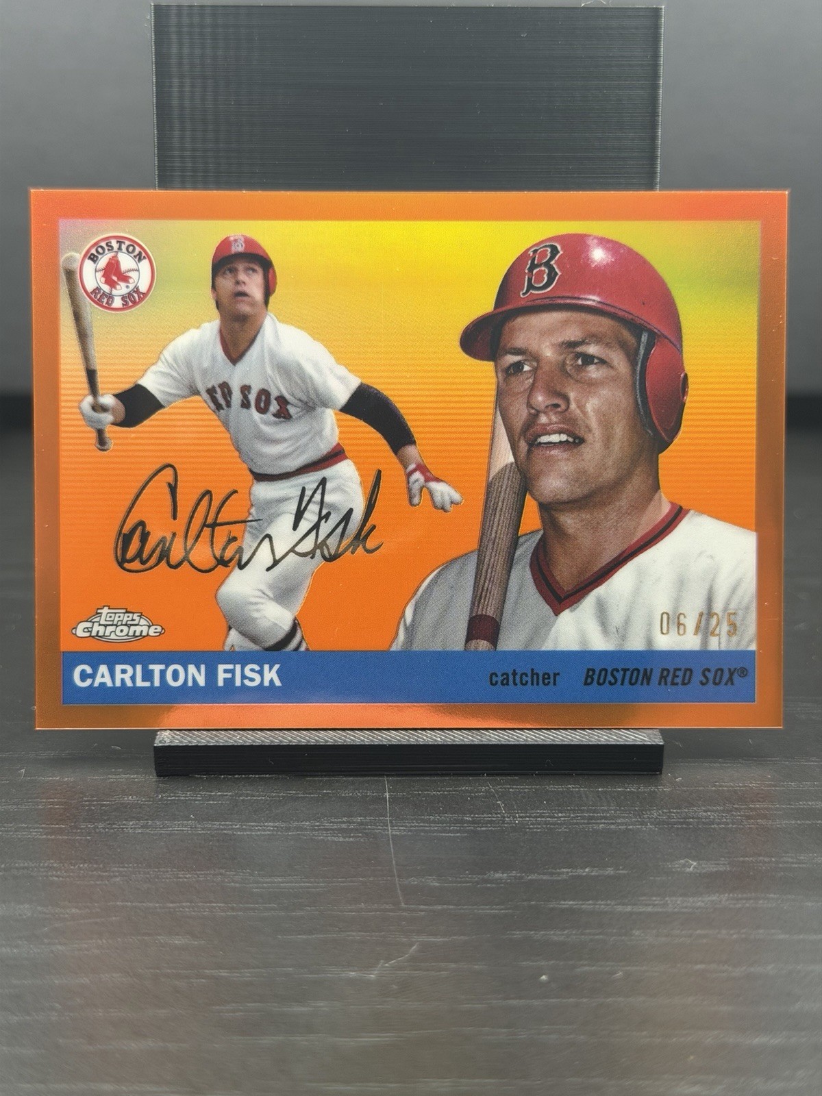 2025 topps Chrome Platinum Anniversary Carlton Fisk Orange Refractor 06/25 Sox