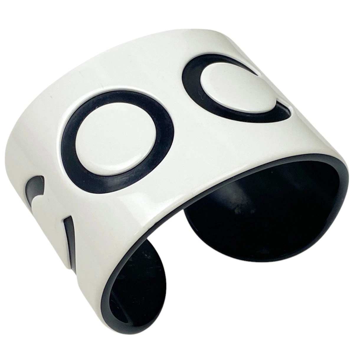 Braccialetto CHANEL (Incastro) Logo CC Plastica Bianco Nero Donna