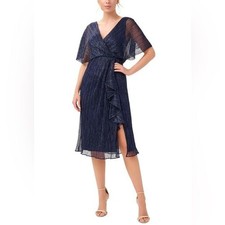 Adrianna Papell Shimmering Navy Midi Dress