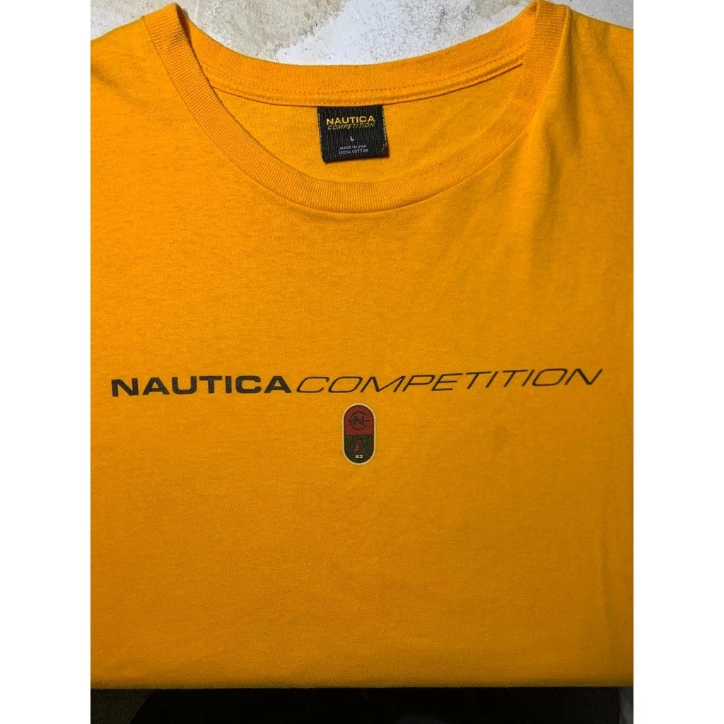 VTG Nautica Competition T Shirt Mens Large Graphic Back Print Made in USA