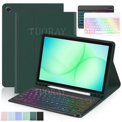 Für Samsung Galaxy Tab A11+ A9+ S11 S10 FE S9 QWERTZ Beleuchtete Tastatur Hülle