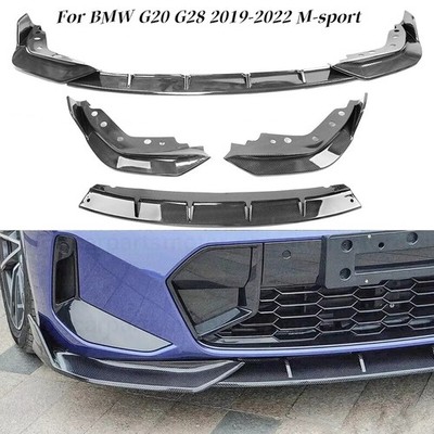 Carbon Fiber Style Front Bumper Lip M-Sport For BMW 3-Series G20 G28 2019-2022