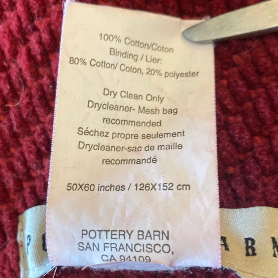 Pottery Barn Throw Blanket Cardinal Red Cotton Knit Textured 50x60 - Image 4 of 4