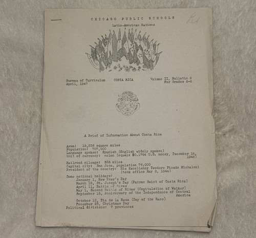 1947 Chicago Public Schools Bulletin Costa Rica Latin America Ephemera Vintage