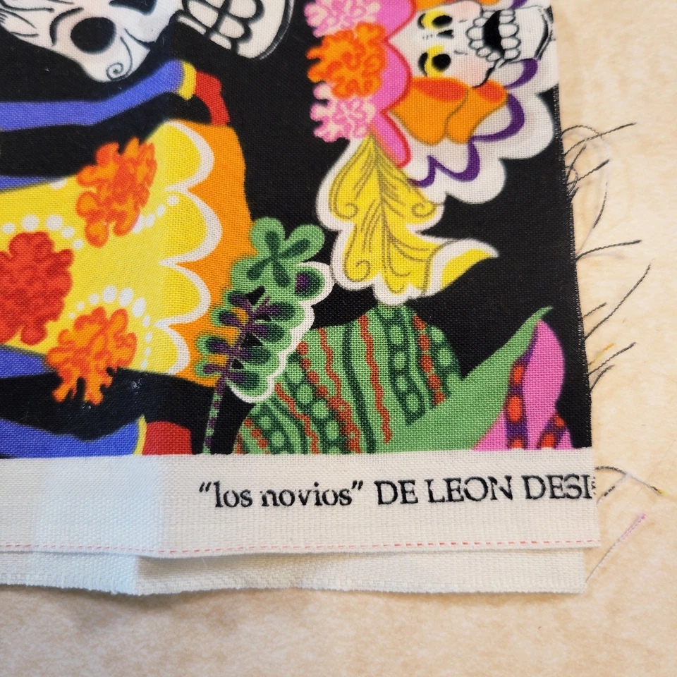 3 Pc Cotton Fabric Dia de los Muertos Solid 22x25–14x22" Day of Dead Halloween - Image 3 of 4