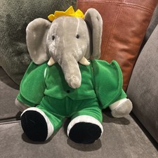 Vtg Babar the Elephant Plush Stuffed Animal Gund 1988 17" Green Suit