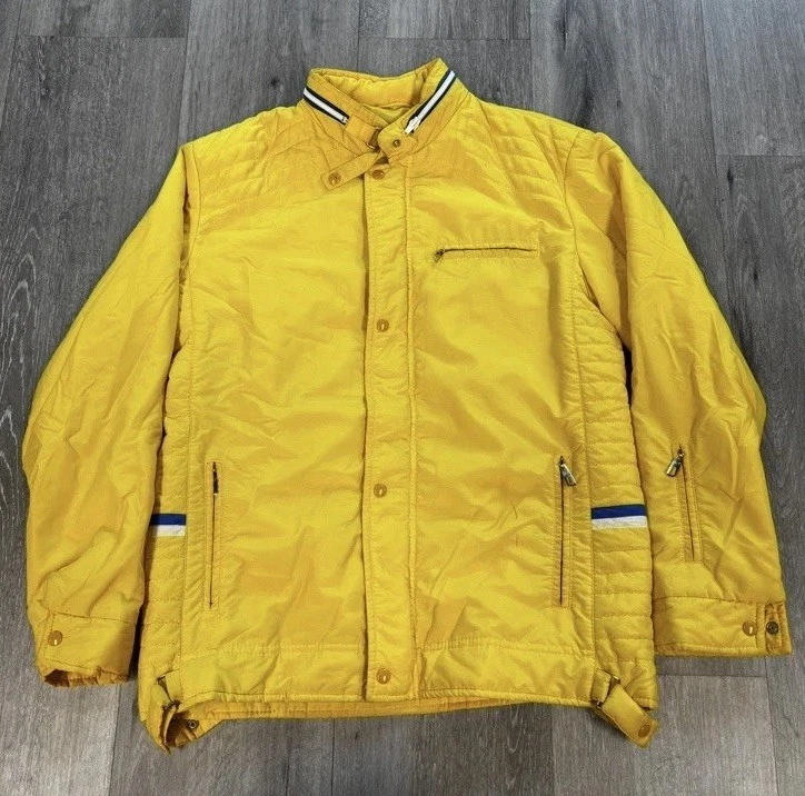 Vintage 1980s Nylsuisse Yellow Quilted Full Zip Semi Puffer Jacket 50 (Large)