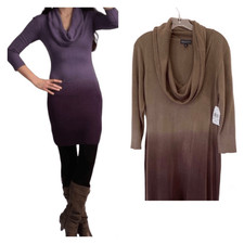 Connected Apparel Sweater Dress Omber Taupe/Brown Sz XL