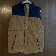 tommy bahama boys navy brown corduroy puffer vest sz M 7/8 outdoor sports