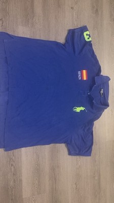 Vintage Polo Ralph Lauren Shirt Mens Spain Flag Big Pony Blue #3 4XB Cotton