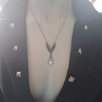 Alchemy Gothic La Nuit Pendant Necklace. (P600) The Night