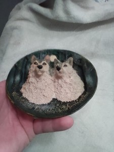 Wolf Resin Collector Plate with Two Wolves, Moon, and Forest Scene