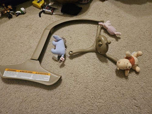 GRACO WINNIE THE POOH MOBILE PLUSH WINNIE PIGLET EEYORE W/ Crib Attachment Used