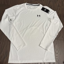 NWT Under Armour Mens Heat Gear Long Sleeve Compression Shirt White XL Gym